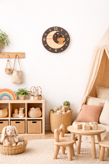 Goodnight Animal Clock (Walnut)