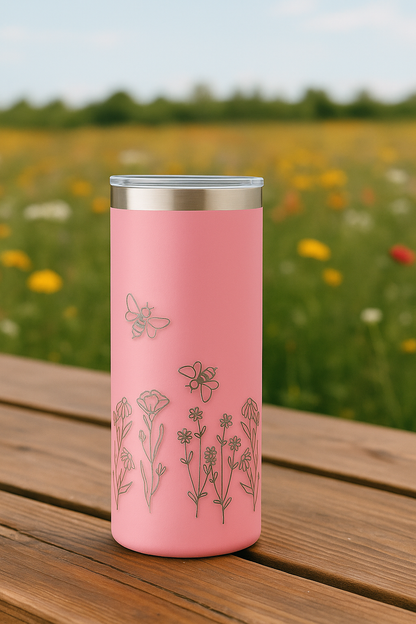 Flower & Bee Engraved Bottle