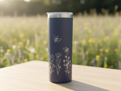 Flower & Bee Engraved Bottle